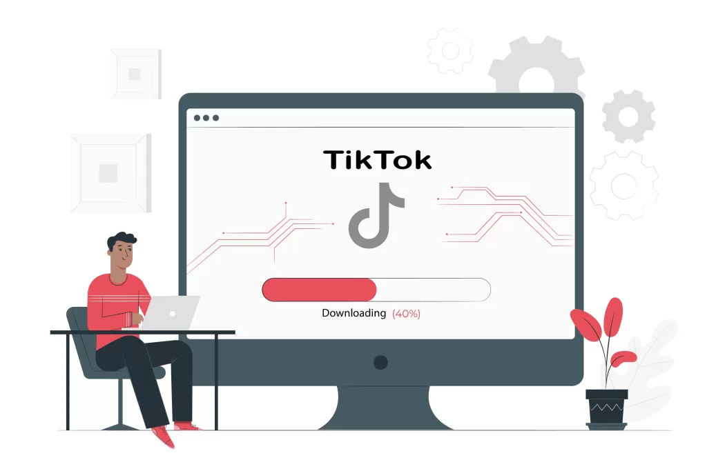 A pc With TikTok Display